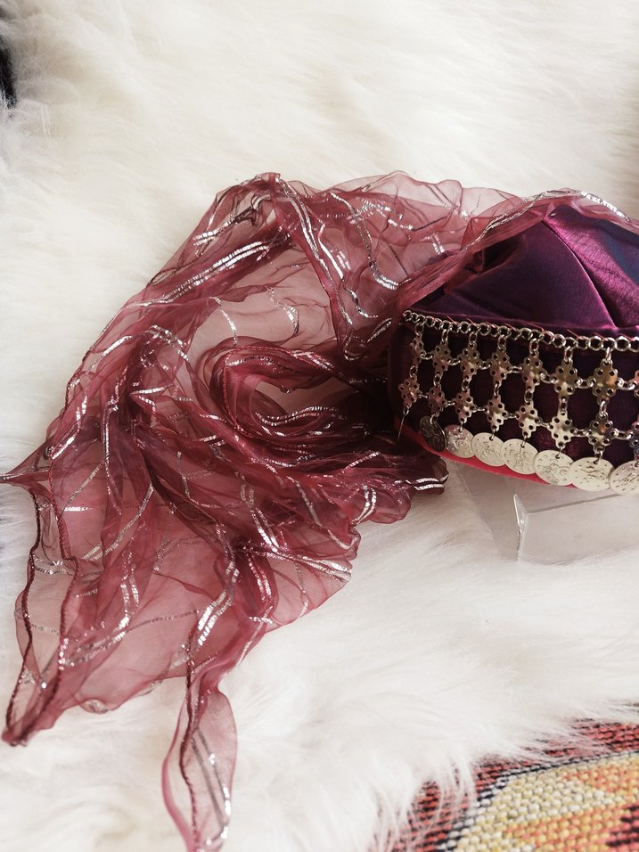 parlak bordo gümüş paralı bindallı kostüm fesi - Görsel 2