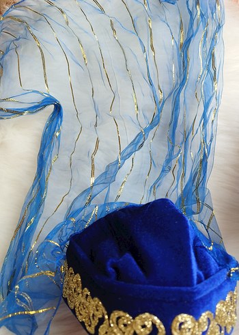 Mavi lacivert altın işlemeli Kadın Şapka Altın İşlemeli fes - Görsel 5