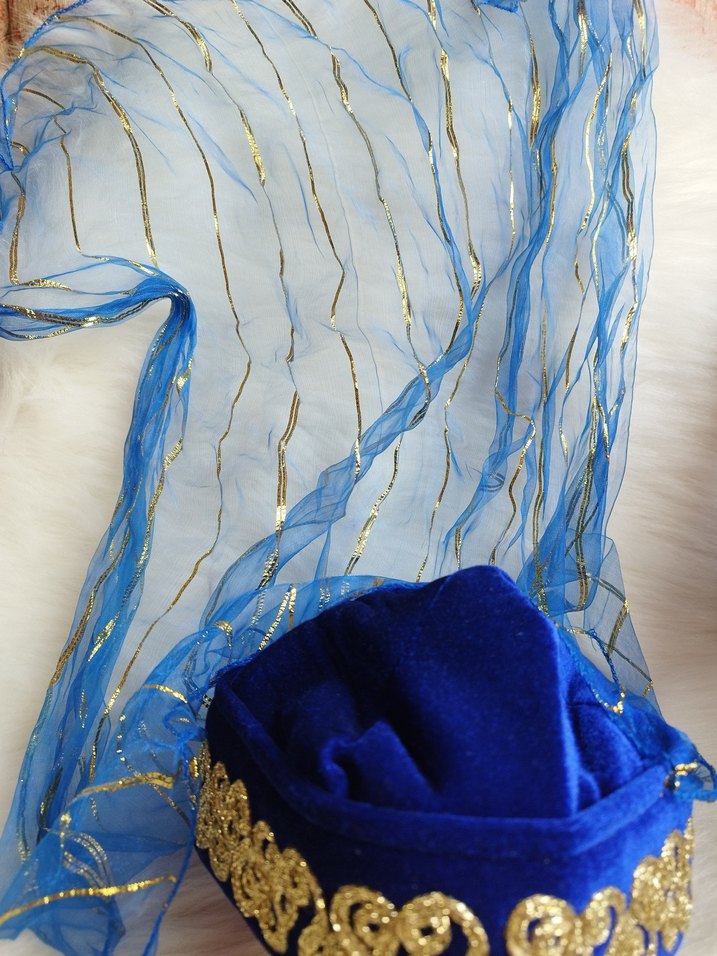 Mavi lacivert altın işlemeli Kadın Şapka Altın İşlemeli fes - Görsel 5