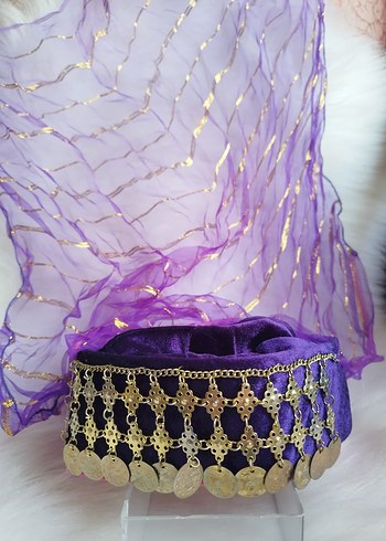 Mor kadife Gold altın paralı kostüm fesi - Görsel 3