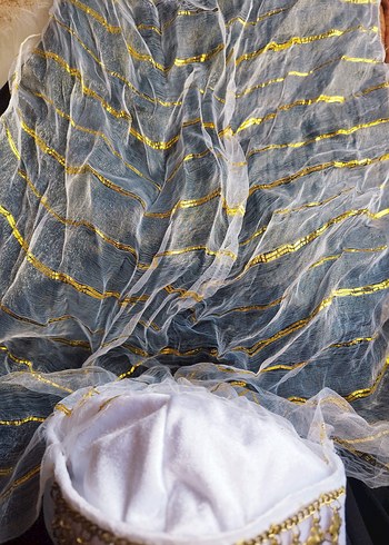 Boncuklu Altın Renkli Bohem Saç Aksesuarı fes - Görsel 4