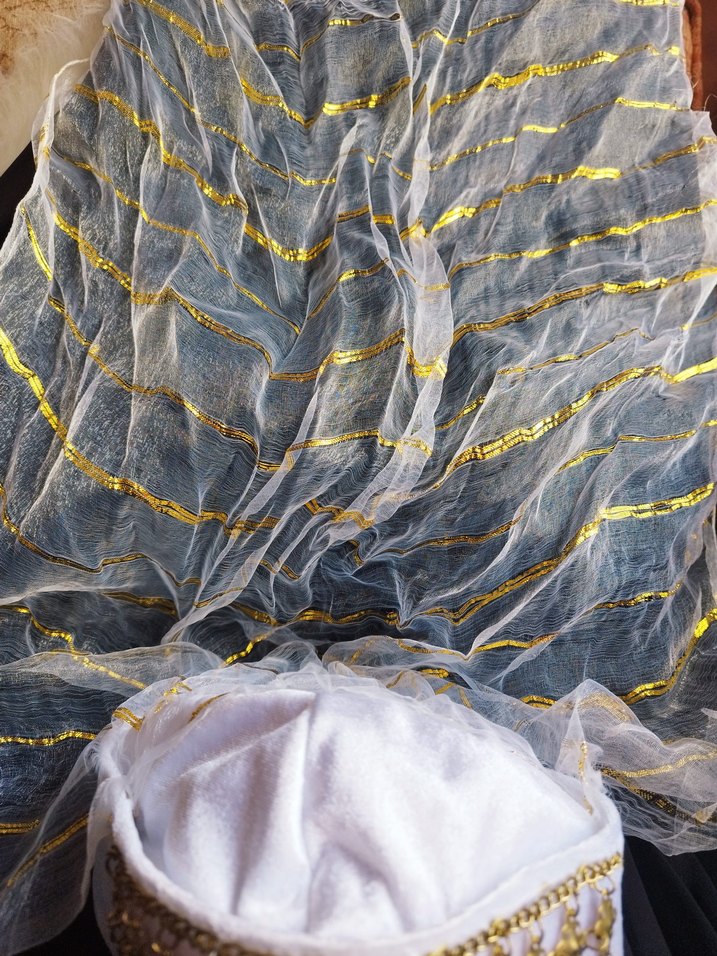 Boncuklu Altın Renkli Bohem Saç Aksesuarı fes - Görsel 4