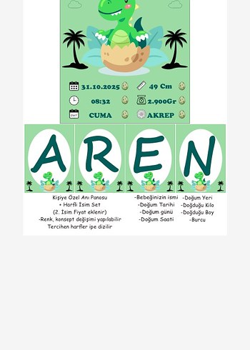 Kişiye Özel Bebek Anı Panosu Harfli İsim Seti - Görsel 4