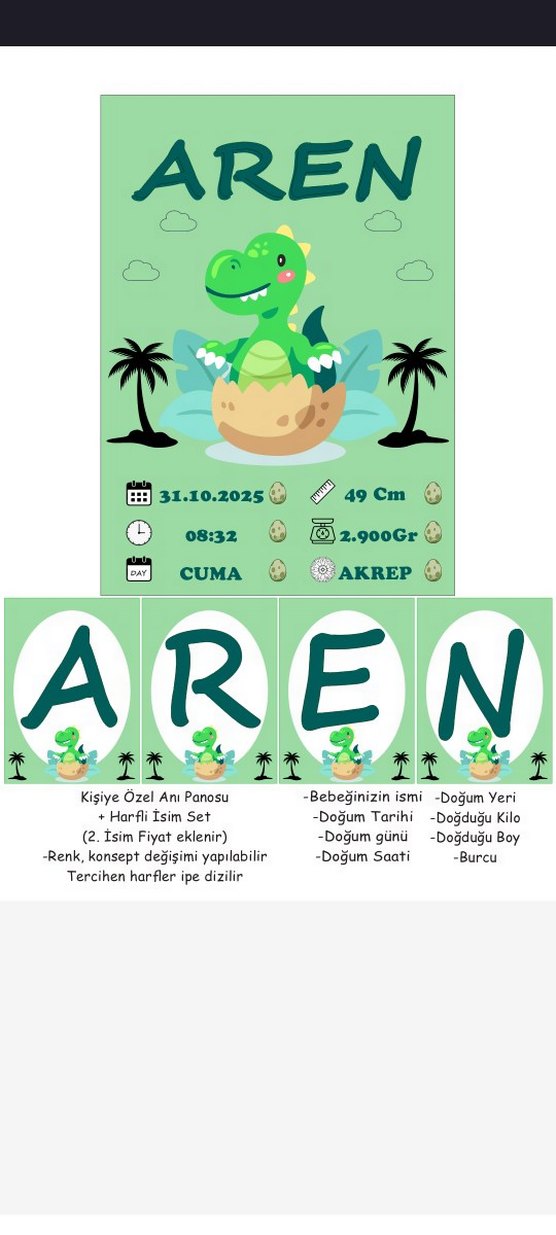 Kişiye Özel Bebek Anı Panosu Harfli İsim Seti - Görsel 2