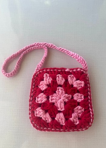 Pembe Örgü Bohem Kadın Çanta