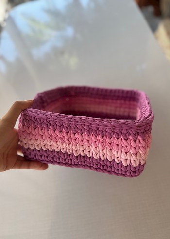 Pembe Örgü Bohem sepet