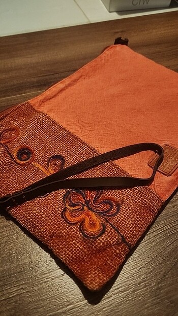 ETIKETLI Keten clutch çanta/tablet çantası - Görsel 6