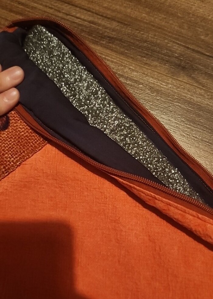 ETIKETLI Keten clutch çanta/tablet çantası - Görsel 4