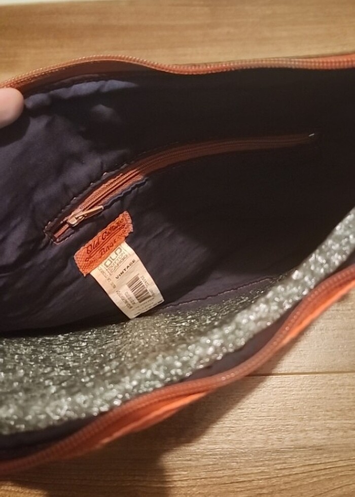 ETIKETLI Keten clutch çanta/tablet çantası - Görsel 5