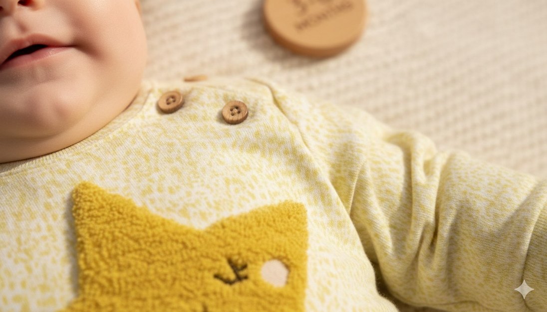 Etiketli Bebek Sweatshirt  3/6 Ay punch nakışlı - Görsel 2