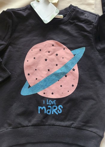 Etiketli Kız Bebek Sweatshirt  12-18 Ay  Simli Baskı - Görsel 5