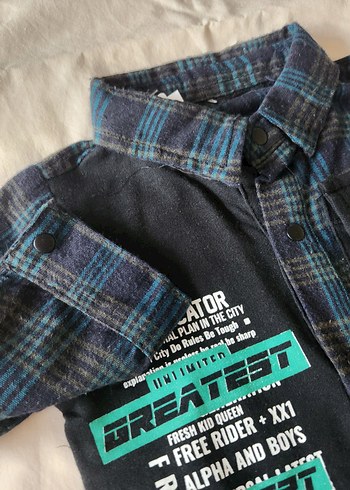 Erkek Bebek Oduncu Gömlek 1218 Ay  Çıtçıtlı | İhracat Fazlası - Görsel 3