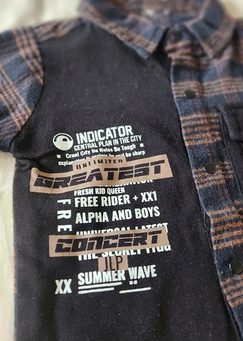 Erkek Bebek Oduncu Gömlek 1218 Ay  Kahverengi Ekose - Görsel 2