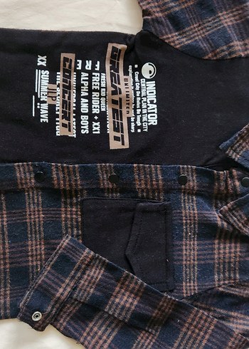 Erkek Bebek Oduncu Gömlek 1218 Ay  Kahverengi Ekose - Görsel 3