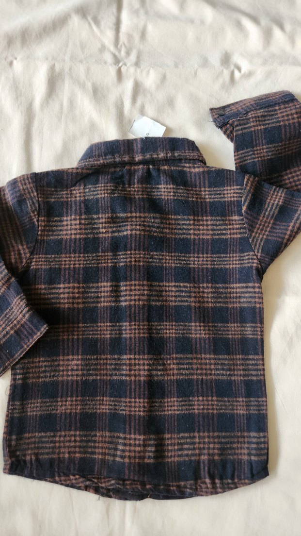 Erkek Bebek Oduncu Gömlek 1218 Ay  Kahverengi Ekose - Görsel 4