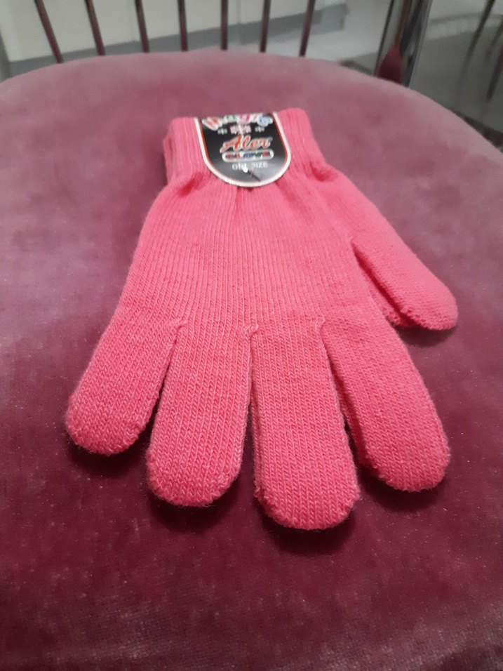 Kız Çocuk Pembe Örgü Eldiven - Görsel 2