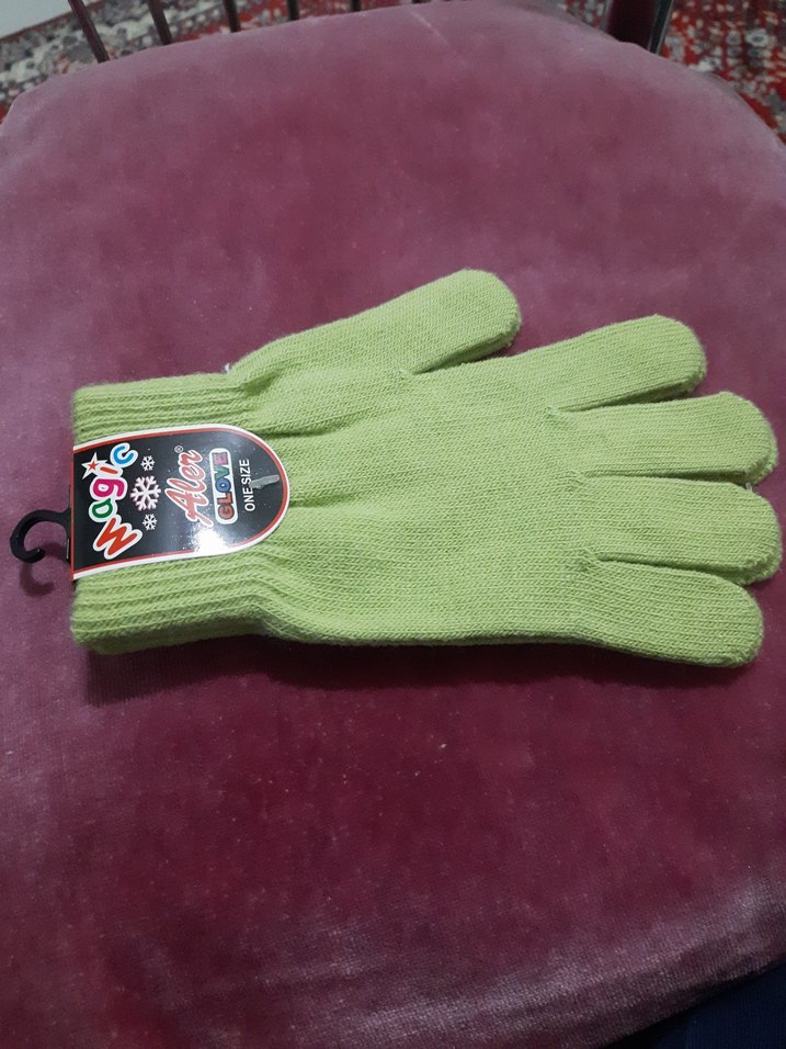 Nakışlı Yeşil Kız Çocuk Eldiveni - Görsel 4