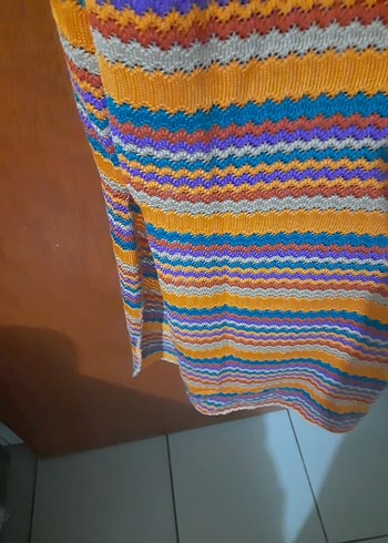 Know marka bayan Çizgili Bohem Uzun Triko Elbise - Görsel 4