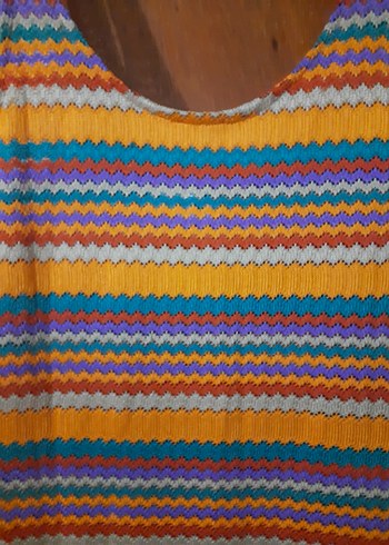 Know marka bayan Çizgili Bohem Uzun Triko Elbise - Görsel 3