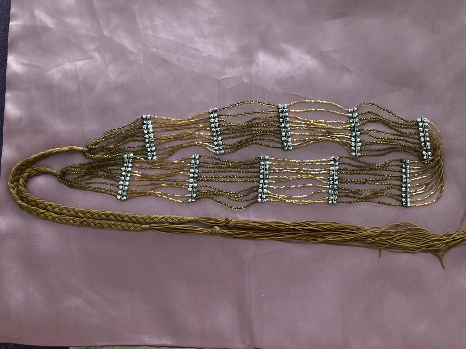 İşlemeli Altın  rengi boncuklu ,kadın kemeri - Görsel 2