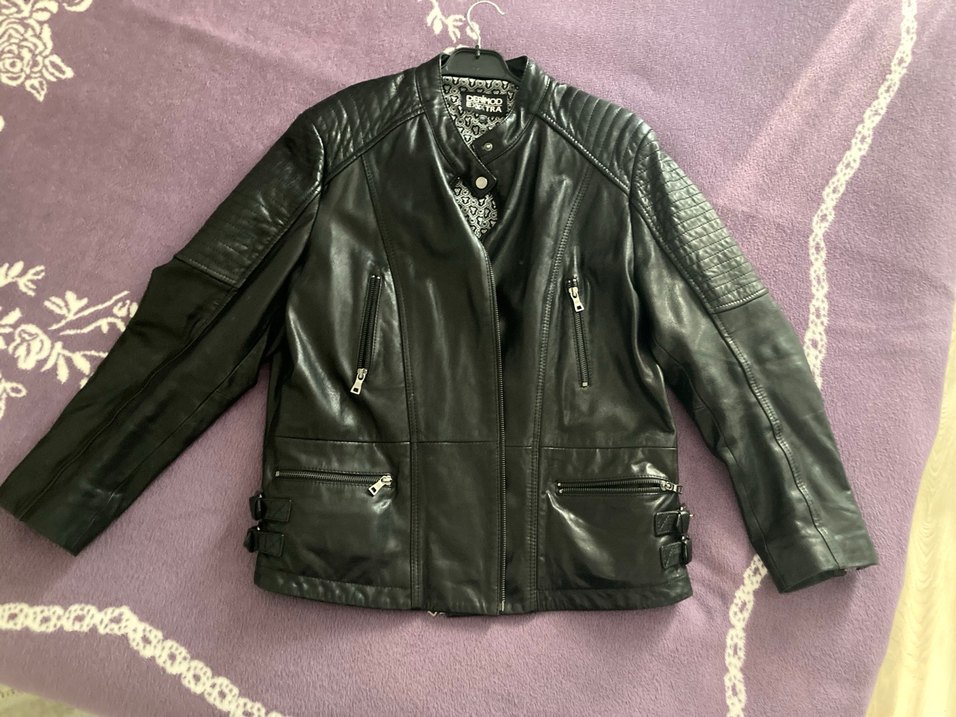 DERİMOD Kadın Siyah Deri Biker Ceket - Görsel 3