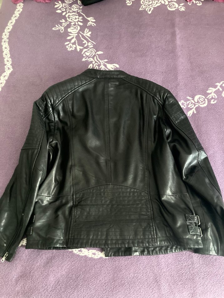 DERİMOD Kadın Siyah Deri Biker Ceket - Görsel 4