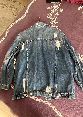 Pull&Bear L beden Düğmeli Uzun Kollu Kadın Denim Ceket - Görsel 3