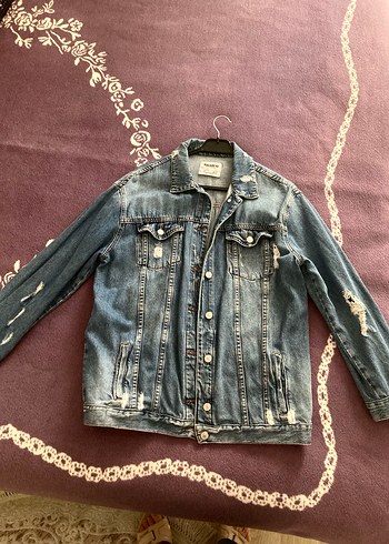 Pull&Bear L beden Düğmeli Uzun Kollu Kadın Denim Ceket - Görsel 5