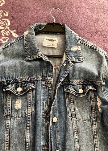 Pull&Bear L beden Düğmeli Uzun Kollu Kadın Denim Ceket - Görsel 2