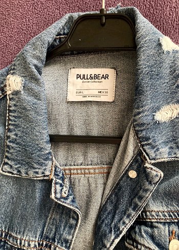 Pull&Bear L beden Düğmeli Uzun Kollu Kadın Denim Ceket - Görsel 4