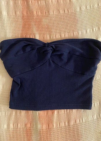 Lacivert Straplez Crop Top