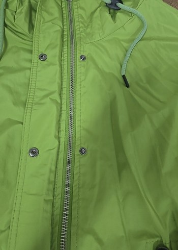 Parlak Yeşil Fermuarlı kadın  Yağmurluğu - Görsel 5