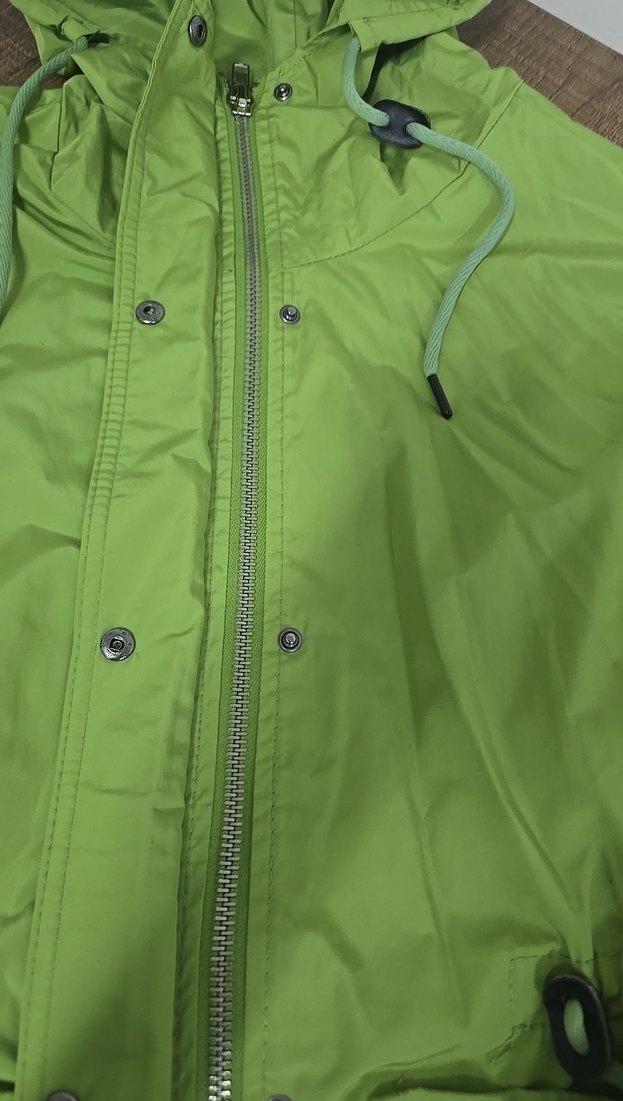 Parlak Yeşil Fermuarlı kadın  Yağmurluğu - Görsel 5