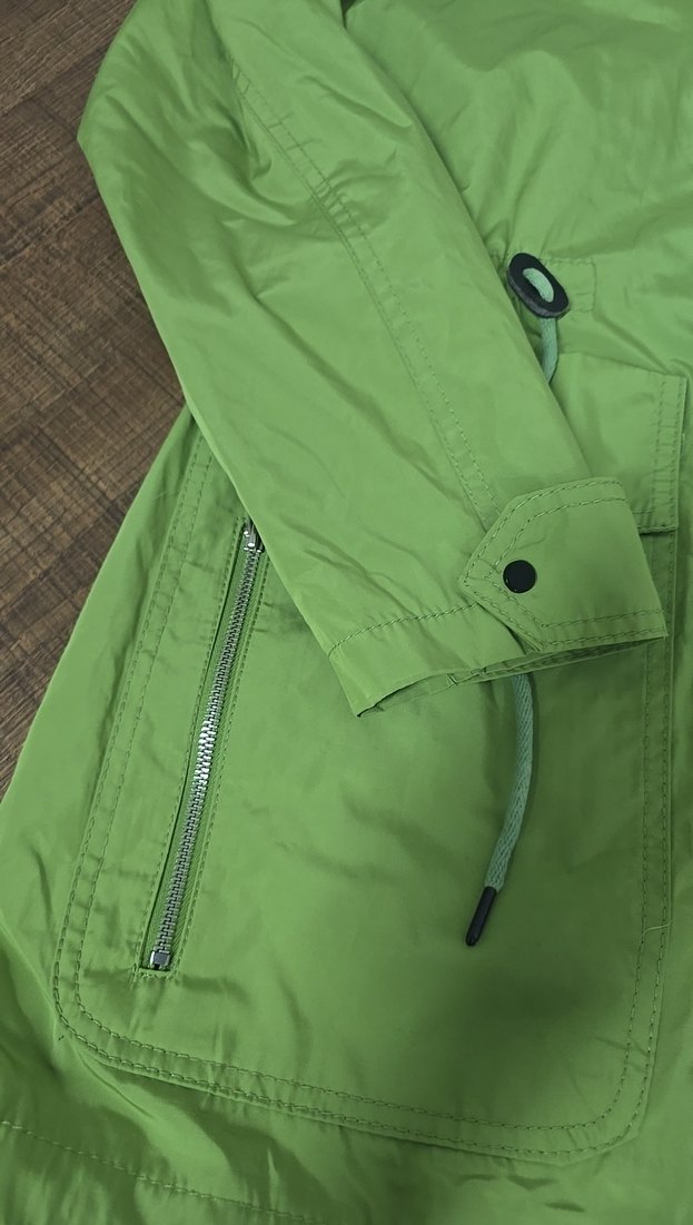 Parlak Yeşil Fermuarlı kadın  Yağmurluğu - Görsel 4