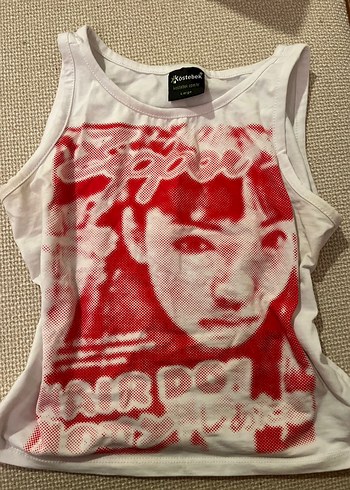 Kırmızı Baskılı Rock Punk Baby Tee