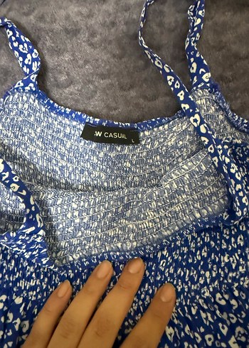 LC Waikiki Mavi Bohem Desenli Midi Elbise