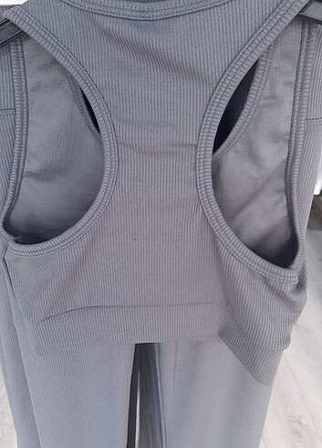l Beden gri Renk Zara model Croplu takımlı taytlı