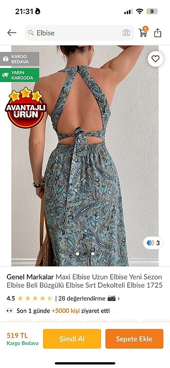 Uzun yırtmaçlı elbise