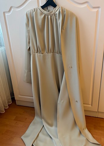 Açık yeşil Uzun abiye Elbise - Görsel 8