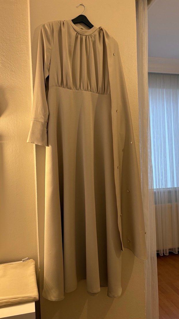 Açık yeşil Uzun abiye Elbise - Görsel 3