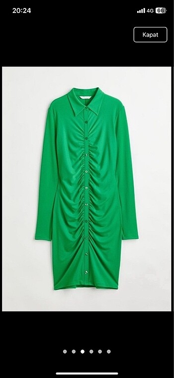 H&M düğmeli midi elbise