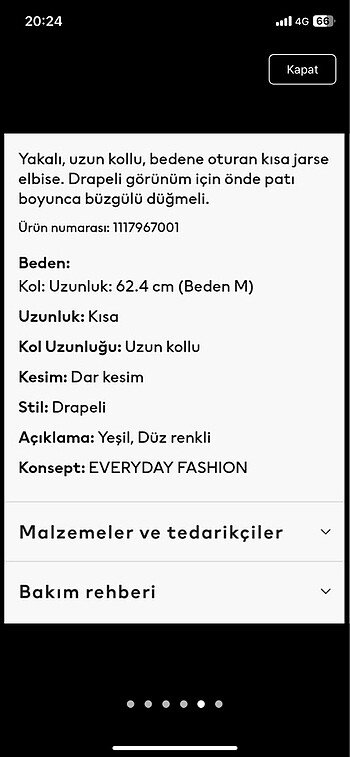 m Beden H&M düğmeli midi elbise