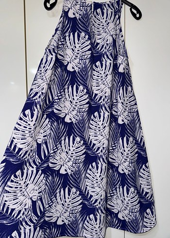 Mavi Bohem Desenli Straplez Midi Elbise - Görsel 3