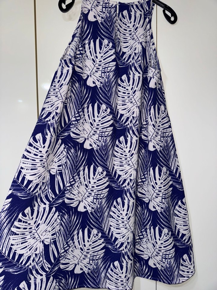 Mavi Bohem Desenli Straplez Midi Elbise - Görsel 3