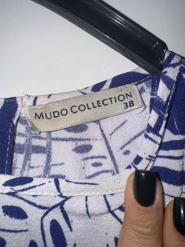 Mavi Bohem Desenli Straplez Midi Elbise - Görsel 4