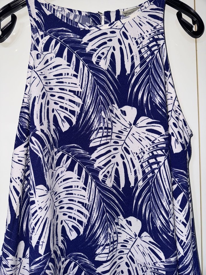 Mavi Bohem Desenli Straplez Midi Elbise - Görsel 5