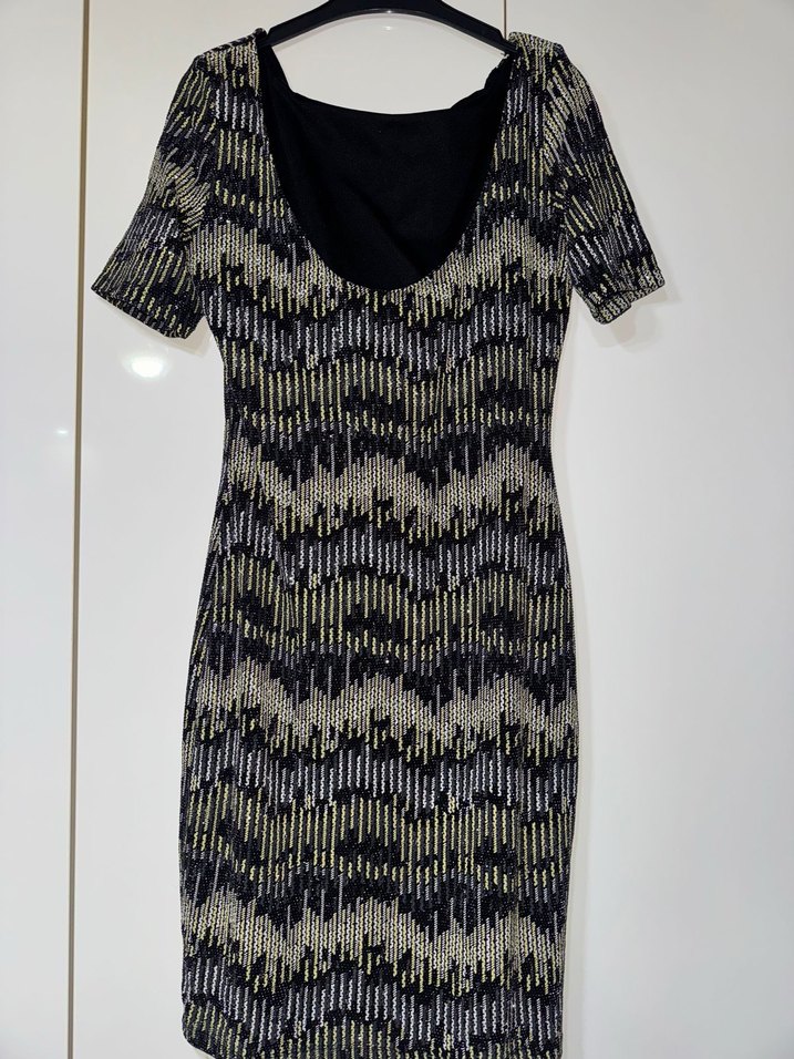 Gri Pilili Kısa Kollu Midi Elbise - Görsel 5