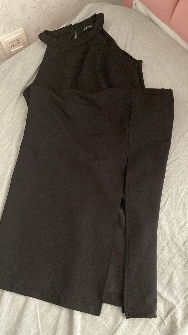 Siyah Yüksek Yakalı Kadın elbise - Görsel 3