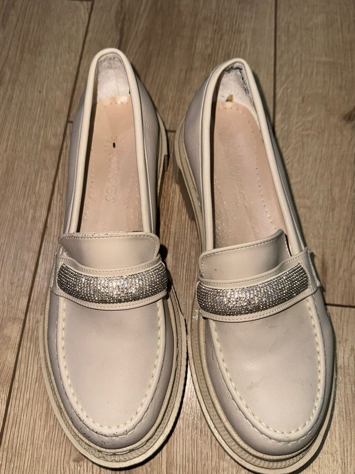 Bej Kadın Deri Platform Topuklu Loafer - Görsel 4