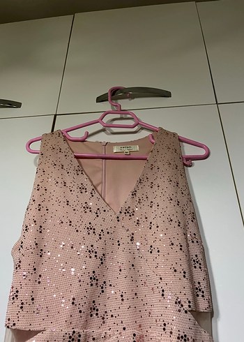 Pembe Dantel Detaylı Midi Elbise - Görsel 2